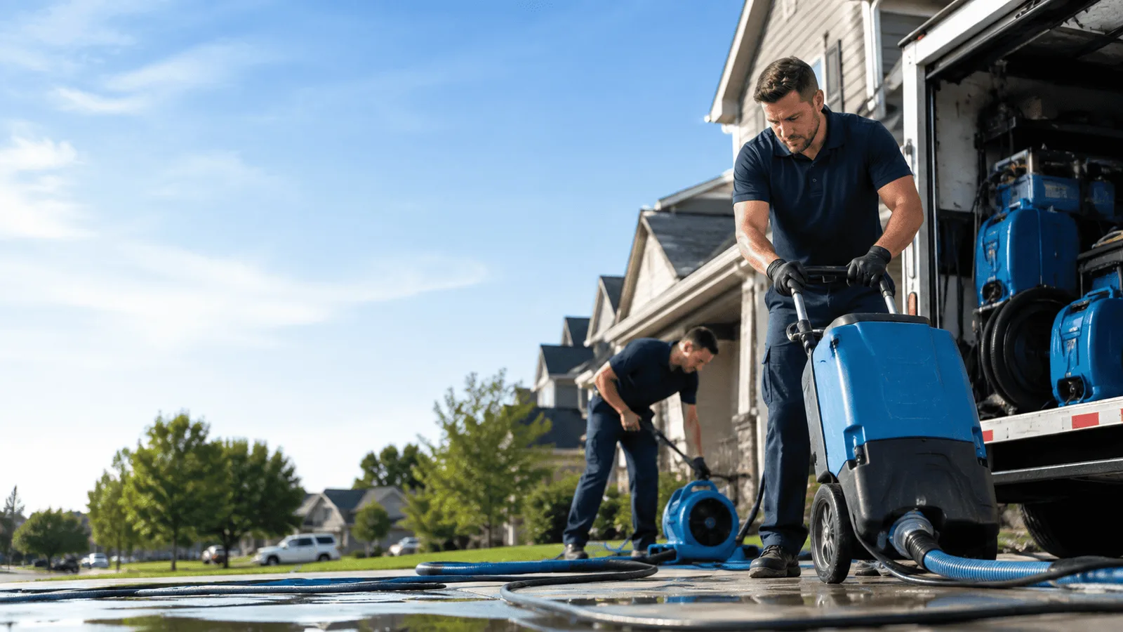 Burst Pipe Damage Cleanup being performed in South Dartmouth, MA